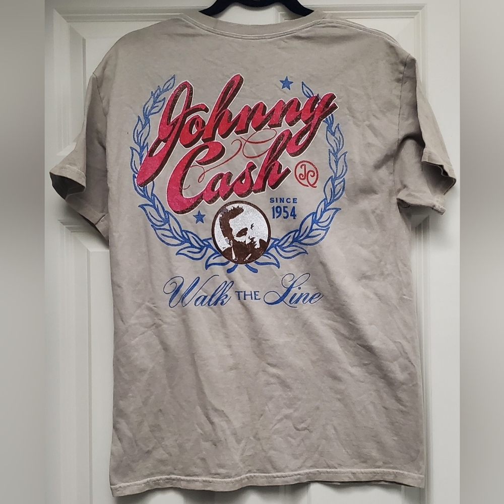 Johnny Cash T Shirt Men's Med. Vintage Distressed Design Walk the Line New wTag